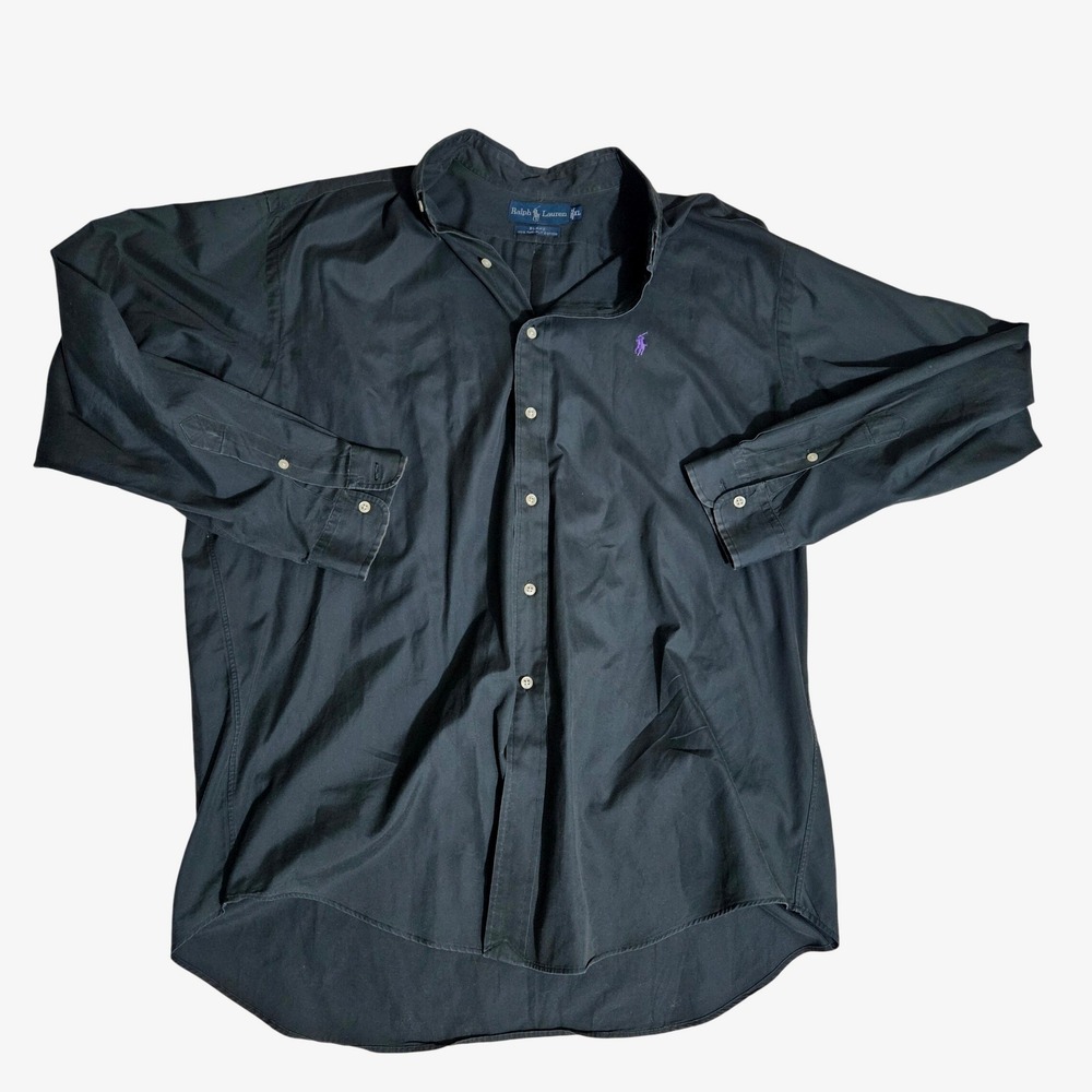 Polo Ralph Lauren Blake Shirt Mens XL Black Purple Pony Long Sleeve Button Down